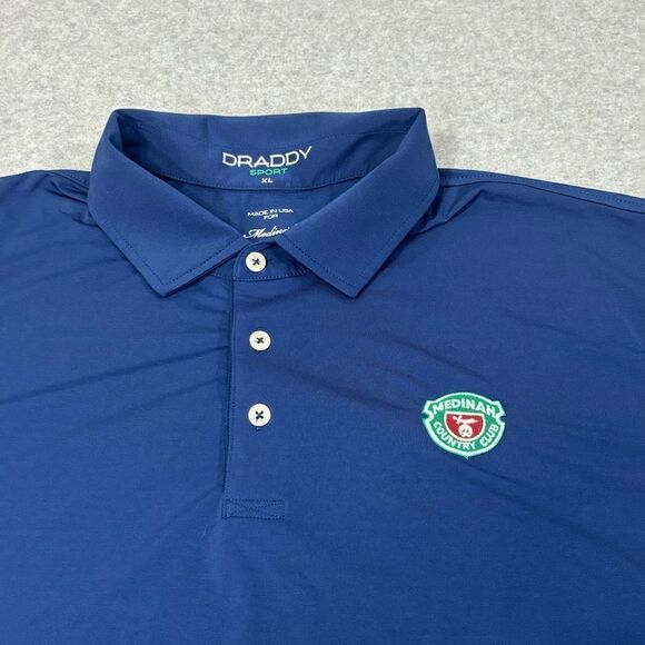 B Draddy Sport Golf Polo Shirt Mens Size Large Blue Performance Short Sleeve Top - Picture 3 of 7